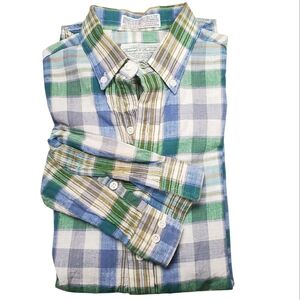 Vntg Madras Multicolor Plaid Button-Down Shirt. 12